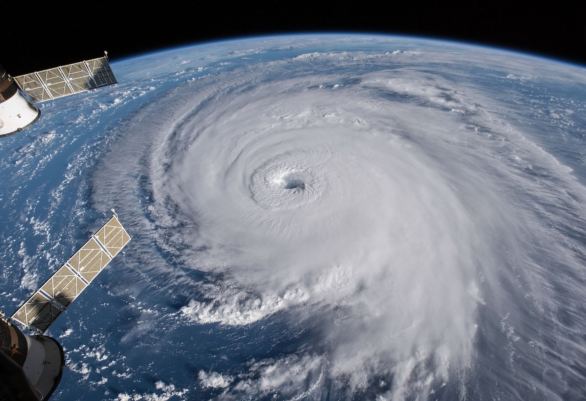 Huracán Florences desde la ISS. Fuente: NASA