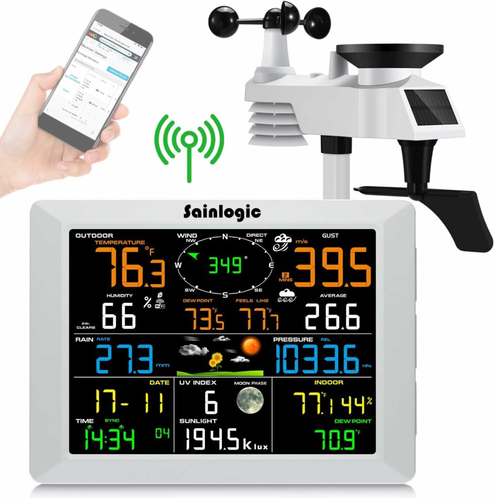 Sainlogic FT0310. Estación Meteorológica Wi-Fi 7 en 1 con Pantalla de 8,3 Pulgadas