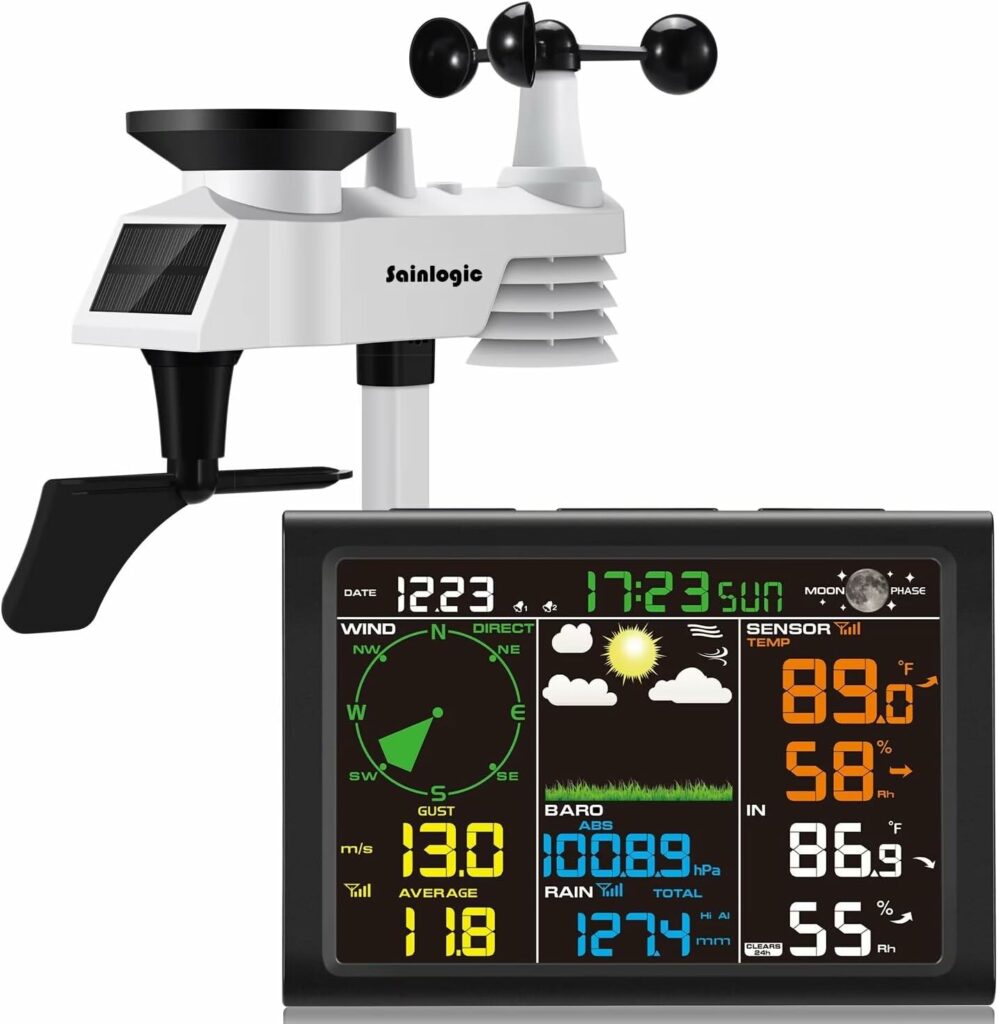 Sainlogic FT0835. Estación Meteorológica Inalámbrica 5 en 1 con Pantalla de 6,5 Pulgadas