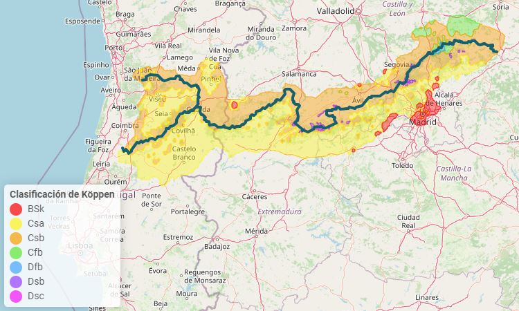 Visor de la Clasificación de Köppen del Sistema Central