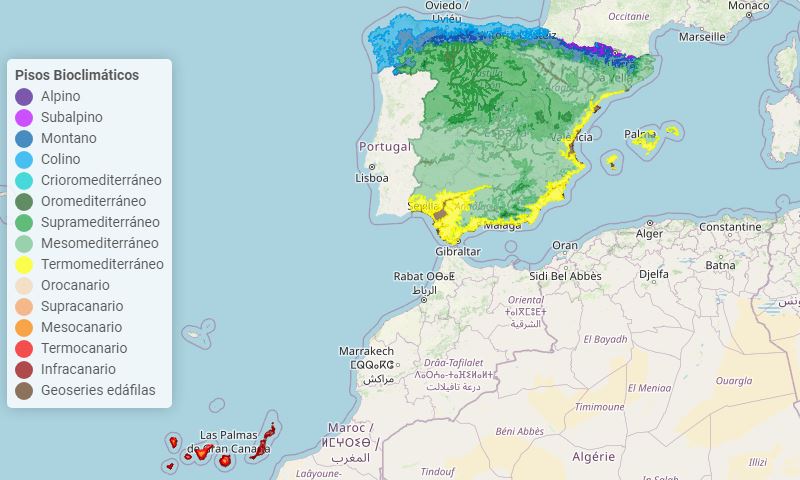 Visor de los Pisos Bioclimáticos de España